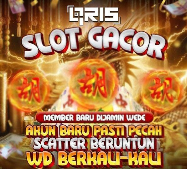 slot dengan latar naga emas, menampilkan tulisan ‘Slot Gacor’, ‘Member Baru Dijamin Wede’, ‘Akun Baru Pasti Pecah’, serta efek scatter beruntun berwarna emas.